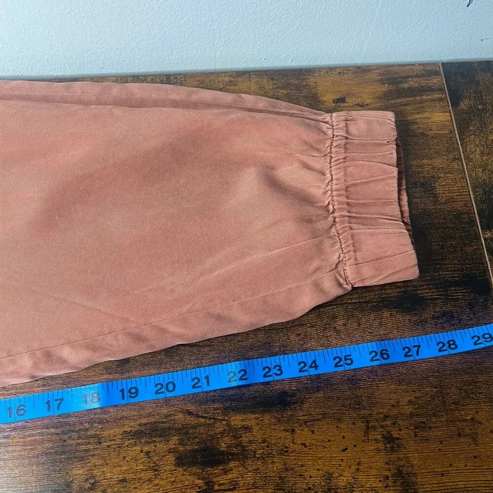 NEW Nicole Miller 100% Lyocell Cargo Pocket Jogger Ankle Pants Size L Terracotta